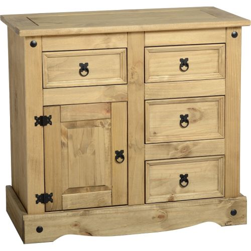 Corona Waxed Pine 4 Drawer 1 Door Sideboard