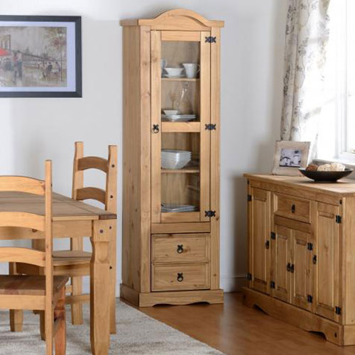 Corona Waxed Pine 2 Drawer 1 Door Display Unit