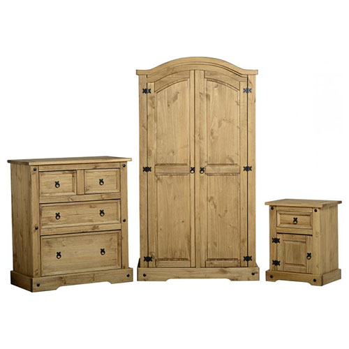 Corona Waxed Pine Trio Bedroom Set