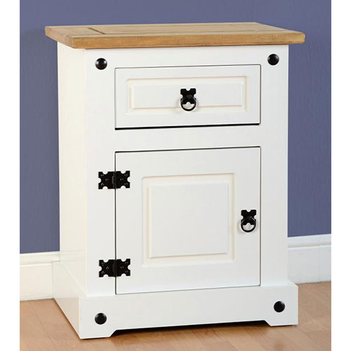 Corona White 1 Door 1 Drawer Bedside Cabinet