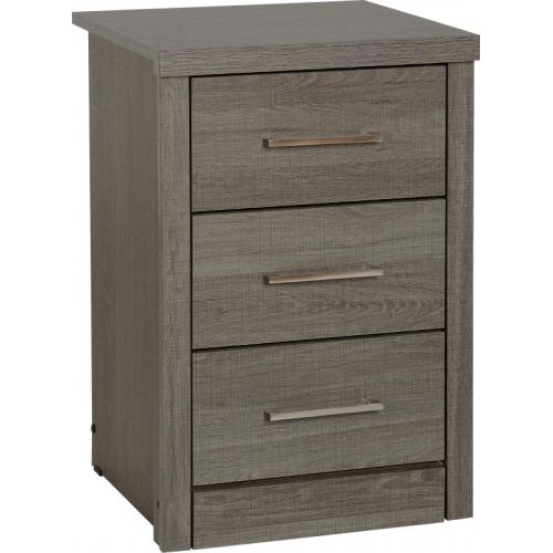 Lisbon 3 Drawer Bedside Table in Black Woodgrain