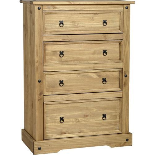 Corona 4 Drawer Chest in Distressed Waxed Pine