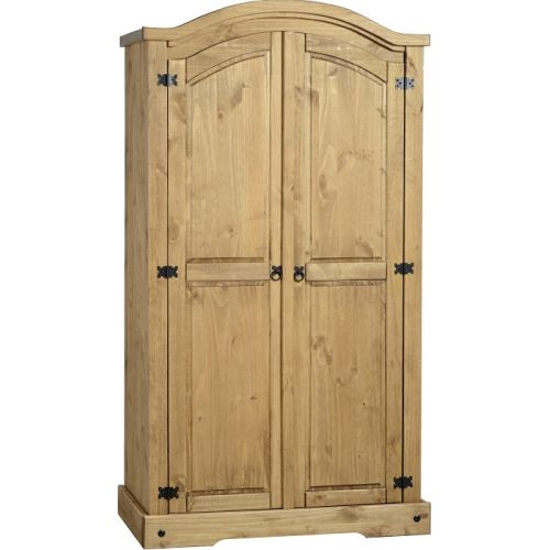 Corona 2 Door Wardrobe In Distressed Waxed Pine