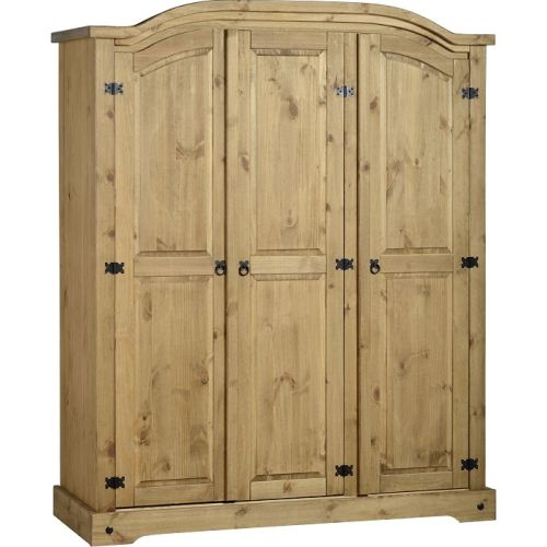 Corona 3 Door Wardrobe in Distressed Waxed Pine