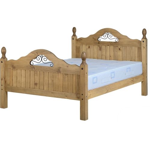 Corona Scroll 4'6" Bed High Foot End in Distressed Waxed Pine