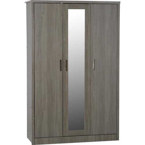 Lisbon 3 Door Wardrobe in Black Woodgrain