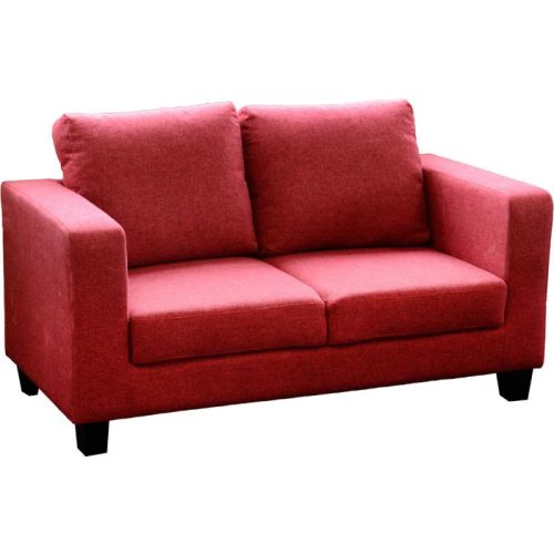 Tempo Two Seater Sofa In A Box Red, Red Fabric Sofa 2 Seater