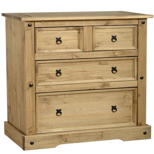Corona 2+2 Drawer Chest in Distressed Waxed Pine