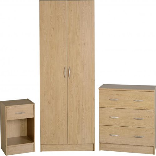Bellingham Bedroom Trio Set in Oak Effect Veneer