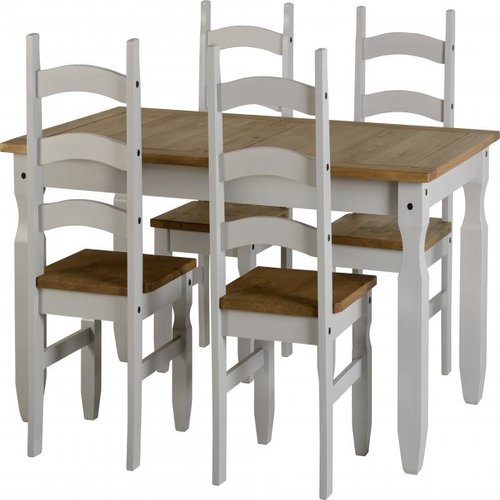 Corona Grey Distressed Waxed Pine 5ft Dining Set