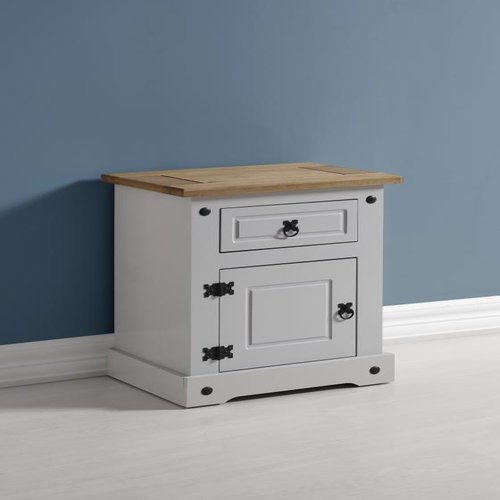 The Corona Grey 1 Door 1 Drawer Bedside Cabinet