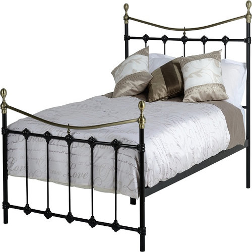 Dakota 4'6" Bed in Black/Antique Brass