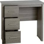 Lisbon 3 Drawer Dressing Table Set in Black Wood Grain/Black Faux Leather - Image 3