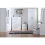 Charles 3 Door 2 Drawer Mirrored Wardrobe in White - Image 2