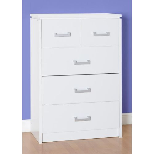 Charles 3+2 Drawer Chest in White