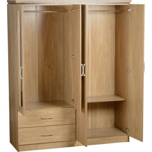 Charles 4 Door 2 Drawer Mirrored Wardrobe Beautiful Furniture