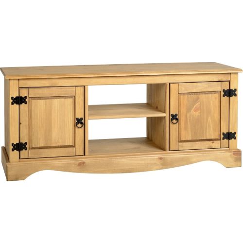 Corona Waxed Pine 2 Door 1 Shelf Flat Screen TV Unit