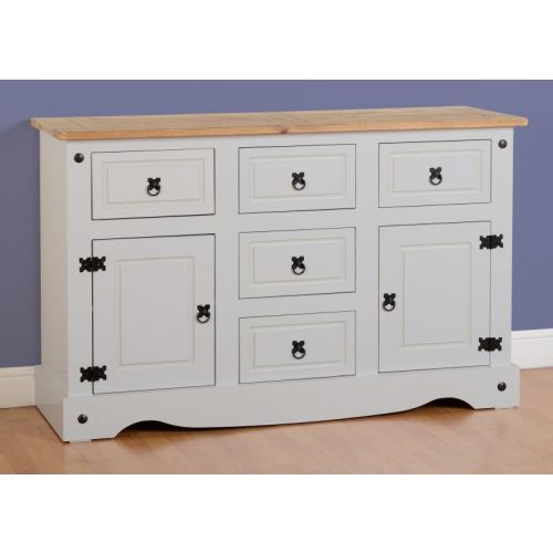 Corona 2 Door 5 Drawer Sideboard in Grey