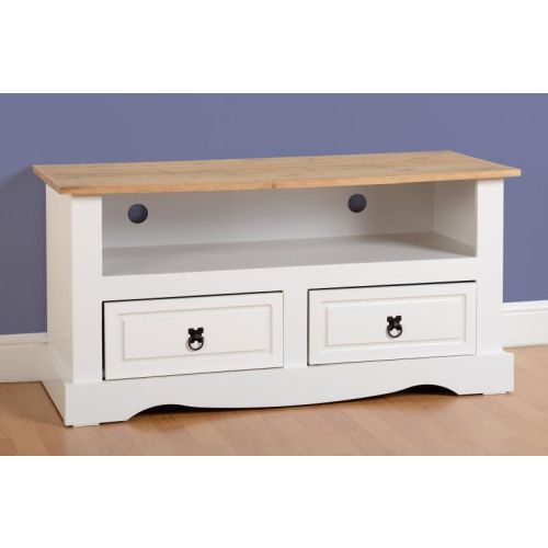 Corona White 2 Drawer Flat Screen TV Unit