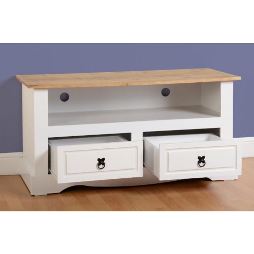 Corona White 2 Drawer Flat Screen TV Unit Beautiful Furniture
