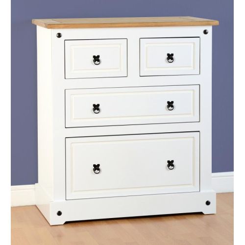 Corona 2+2 Drawer Chest in White