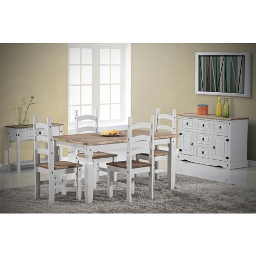 White distressed dining on sale table and chairs
