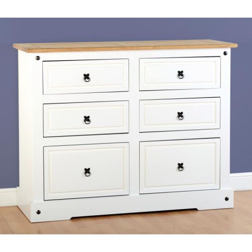 Corona 6 Drawer Chest in White