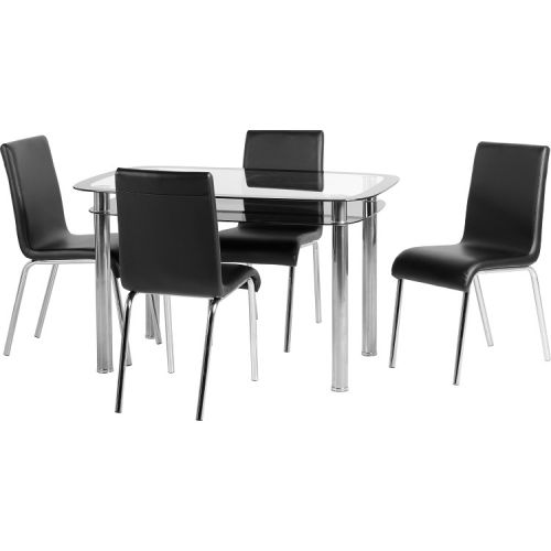 Harlequin 4' Dining Set in Clear Glass