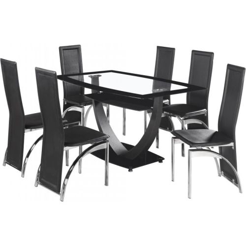 Hanley Dining Set in Glass and Black Chrome