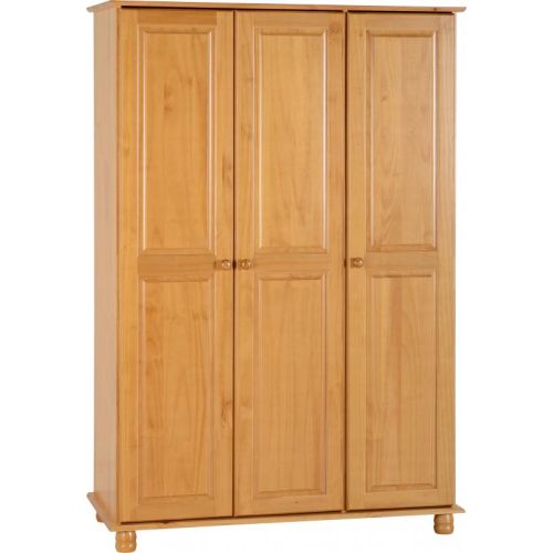 3 door hot sale wardrobe pine