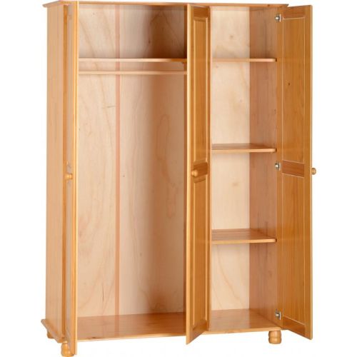 Sol 3 Door Wardrobe in Antique Pine
