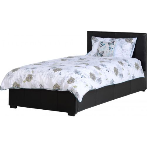 Waverley 3' Storage Bed in Black Faux Leather