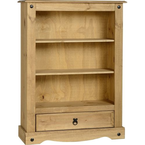 Corona 1 Drawer Bookcase in Distressed Waxed Pine