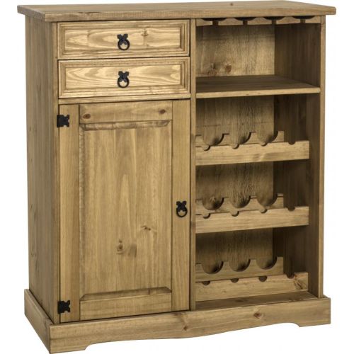 Corona Sideboard/Wine Rack Unit in Distressed Waxed Pine