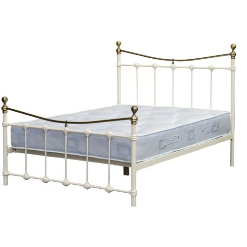 Dakota 4'6" Bed in Cream/Antique Brass