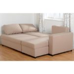 Dora Corner Sofa Bed in Light Brown Fabric - Image 3