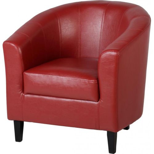 Red leather on sale tub chair