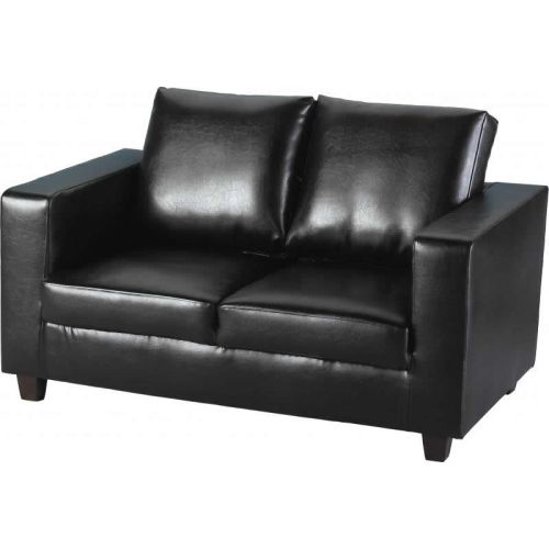 Tempo Two Seater Sofa-in-a-Box in Black Faux Leather
