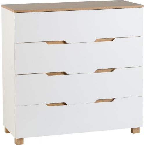 Portsmouth 4 Drawer Chest in White/Oak Effect Veneer