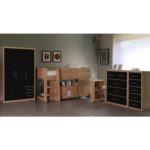 Seville 3 Door 2 Drawer Wardrobe in Light Oak Effect Veneer/Black High Gloss - Image 2